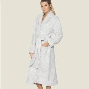 NWT Barefoot Dreams CozyChic Heathered Robe in Ocean/White